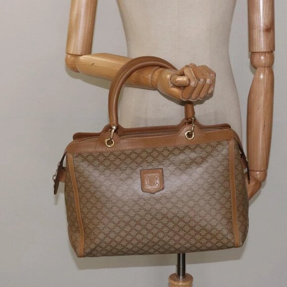 CELINE Macadam Canvas Hand Bag Beige Gold Auth BA1995 - Picture 14 of 16